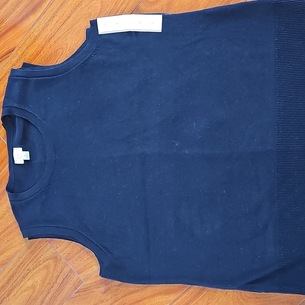 A New Day Sleeveless Crew neck Solid Black Pullover Sweater Vest Sz L NWT